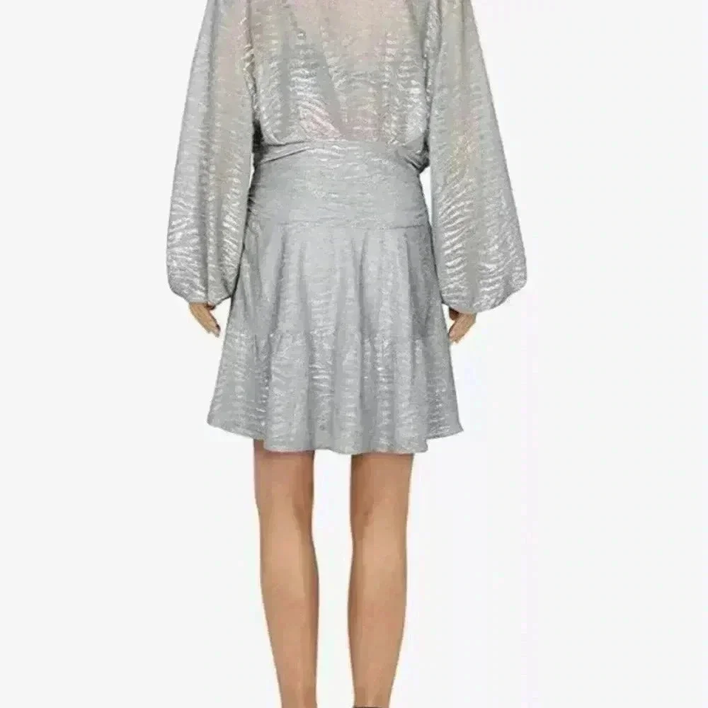 IRO Womens Metallic Ruffled Cocktail Mini Dress Size 34‎